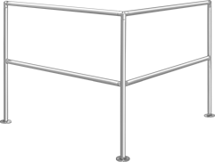 Image of Product. Corner Railing. Front orientation. Safety Rails. Slip-On Safety Railings, 316 Stainless Steel, Corner Rail, Railings.
