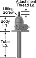 Image of Product. Front orientation. Contains Annotated. Jacks. Ball Screw Jacks, Upright Screw Jack.