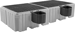 Image of Product. 2 Tanks (Buckets Sold Separately). Front orientation. Pallets. Plastic Spill-Control Pallets for UN-Compliant Tanks, For 2 275-Gallon Tanks.