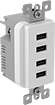 Image of Product. Front orientation. USB Connectors. USB Charging Receptacles.