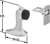 Image of Product. Front orientation. Contains Annotated. Door Holders. Hook-to-Hold Floor-Mount Door Holders, Style 1.