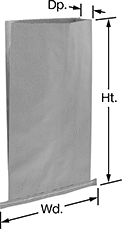 Image of Product. Front orientation. Contains Annotated. Open-Top Bags. Pleated Paper Open-Top Bags.