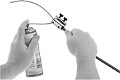 Image of ProductInUse. Front orientation. Cable Oilers. Handheld Cable Oilers.