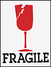 Image of Product. Front orientation. Labels. Shipping Labels , Fragile, Broken Glass Symbol.