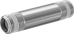 Image of Product. Male. Front orientation. Pipe and Fittings. Standard-Wall Stainless Steel Threaded Pipe Nipples and Pipe with Sealant, Pipe—Threaded on Both Ends, Male, Threaded Fitting Connection.
