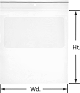 Image of Product. Front orientation. Contains Annotated. Resealable Bags. Mark-On Resealable Bags, Blank with Hang-Up Hole and Two Press-to-Close Strips.