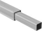 Image of ProductInUse. Two Square Rails Shown Telescoping (Sold Separately). Front orientation. Weld-Together Framing and Fittings. Telescoping Weld-Together Rails, Square Rail.