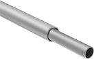 Image of ProductInUse. Two Round Rails Shown Telescoping (Sold Separately). Front orientation. Weld-Together Framing and Fittings. Telescoping Weld-Together Rails, Round Rail.