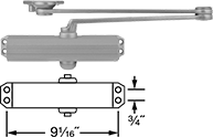 Image of Product. Front orientation. Contains Annotated, MultipleImages. Door Closers. High-Traffic Door Closers with Built-In Stop, Style A.