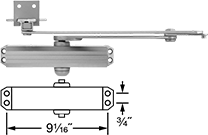 Image of Product. Front orientation. Contains Annotated. Door Closers. High-Traffic Door Closers with Shock-Absorbing Stop, Style A.