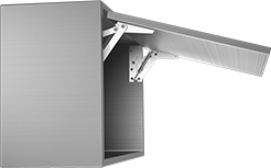 Image of ProductInUse. Front orientation. Lid Supports. Self-Opening Hinged Lid Supports.
