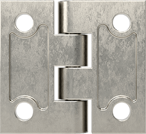 Image of Product. Back orientation. Surface-Mount Hinge with Holes, Nonremovable Pin, 316 Stainless Steel, 1-1/2" x 13/16" Door Leaf.