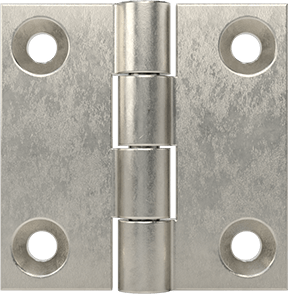 Image of Product. Front orientation. Surface-Mount Hinge with Holes, Nonremovable Pin, 316 Stainless Steel, 1-15/16" x 31/32" Door Leaf.