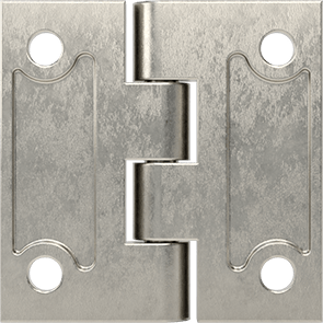 Image of Product. Back orientation. Surface-Mount Hinge with Holes, Nonremovable Pin, 316 Stainless Steel, 1-15/16" x 31/32" Door Leaf.