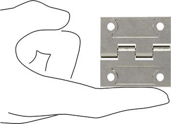 Image of Product. Side1 orientation. Contains SizingReference. Surface-Mount Hinge with Holes, Nonremovable Pin, 316 Stainless Steel, 1-15/16" x 31/32" Door Leaf.