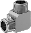 Image of Product. Male. Front orientation. Pipe and Fittings. High-Pressure Brass and Bronze Threaded Pipe Fittings for Drinking Water, 90° Elbow Connectors, Male, Threaded Fitting Connection, Square Body.