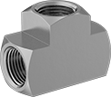 Image of Product. Female. Front orientation. Pipe and Fittings. High-Pressure Brass and Bronze Threaded Pipe Fittings for Drinking Water, Tee Connectors, Female, Threaded Fitting Connection, Square Body.