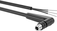 Image of Product. M5 90° Elbow Plug × Wire Leads. Front orientation. Metric Circular Cords. M5 Cords, M5 90° Elbow Plug × Wire Leads.