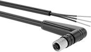 Image of Product. M5 90° Elbow Socket × Wire Leads. Front orientation. Metric Circular Cords. M5 Cords, M5 90° Elbow Socket × Wire Leads.