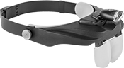 Image of Product. Front orientation. Magnifiers. Illuminated Headband-Mount Flip-Up Magnifiers, 4 Lenses.