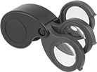 Image of Product. Three Lenses with Oval Case. Front orientation. 3 Lenses. Slide-Open Magnifying Glasses, Oval Case.