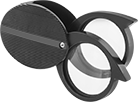Image of Product. Two Lenses with Oval Case. Front orientation. 2 Lenses. Slide-Open Magnifying Glasses, Oval Case.