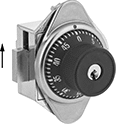 Image of Product. Front orientation. Contains Annotated. Locker Locks. Dial Combination Locker Locks, For Recessed Lifting Latch Handles.