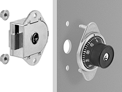 Image of System. Exploded View. Front orientation. Exploded view. Locker Locks. Dial Combination Locker Locks.