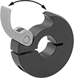 Image of ProductInUse. Front orientation. Contains Annotated. Shaft Collars. Quick-Release Shaft Collars with Lever.