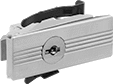 Image of Product. Style 3. Front orientation. Push-to-Close Latches. Paddle-Handle Keyed Push-to-Close Locking Latches, Style 3—Mortise Mount (Screw On).