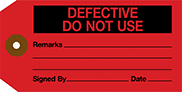 Image of Product. Front orientation. Tags. Material Tracking Tags, Defective Do Not Use.