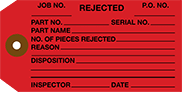 Image of Product. Front orientation. Tags. Material Tracking Tags, Rejected.