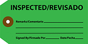 Image of Product. Front orientation. Tags. Material Tracking Tags, Inspected/Revisado.