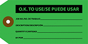 Image of Product. Front orientation. Tags. Material Tracking Tags, OK to Use/Se Puede Usar.