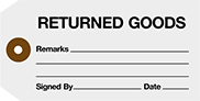 Image of Product. Front orientation. Tags. Material Tracking Tags, Returned Goods.