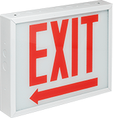 Image of Product. Front orientation. Signs. Backlit Exit Signs, Exit with Arrow (Left)—Red Message on Front.
