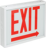 Image of Product. Front orientation. Signs. Backlit Exit Signs, Exit with Arrow (Right)—Red Message on Front.