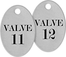 Image of Product. Front orientation. Tags. Made-to-Order Sequentially Numbered Metal Tags with Message, Oval.