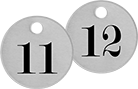 Image of Product. Front orientation. Tags. Made-to-Order Sequentially Numbered Metal Tags, Round.