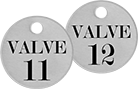 Image of Product. Front orientation. Tags. Made-to-Order Sequentially Numbered Metal Tags with Message, Round.