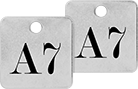 Image of Product. Front orientation. Tags. Made-to-Order Identically Numbered and Lettered Metal Tags, Square.