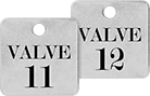 Image of Product. Front orientation. Tags. Made-to-Order Sequentially Numbered Metal Tags with Message, Square.