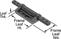 Image of Product. Front orientation. Contains Annotated. Hinges. 360° Rotation Hinges, Style 4.