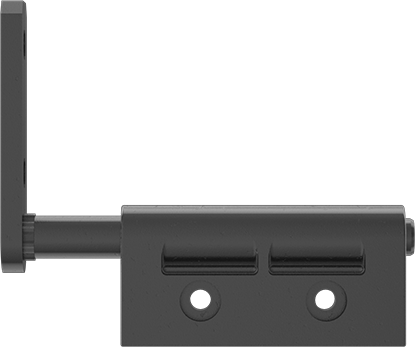 Image of Product. Front orientation. 360 Degree Friction Hinge, Side Door Mount, Black Zinc, 7/16" x 1-3/8" Door Leaf.