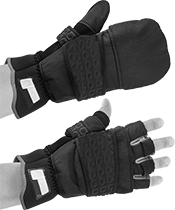Image of ProductInUse. Front orientation. Gloves. Convertible Cold-Protection Mitts.