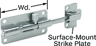 Image of Product. Nonlocking Silver Zinc-Plated Steel. Front orientation. Contains Annotated. Slide-Bolt Latches. Self-Aligning Slide-Bolt Latches , Zinc-Plated Steel, Silver, Nonlocking.