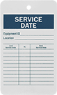 Image of Product. Front orientation. Tags. Inspection Record Tags, Service Date.