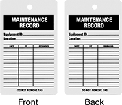 Image of Product. Tag. Front orientation. Contains Annotated, MultipleImages. Maintenance Record. Inspection Record Tags, Package.