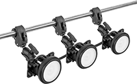 Image of ProductInUse. Clamps Shown with Lights (Sold Separately). Front orientation. Portable Work Light Clamps. Explosion-Proof String Work Lights.