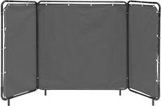 Image of Product. Front orientation. Protective Screens. Hinged Welding Screens, 3 Panels with Tie-On Screen.